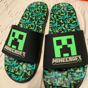 Minecraft Kids Green and Black Sandals